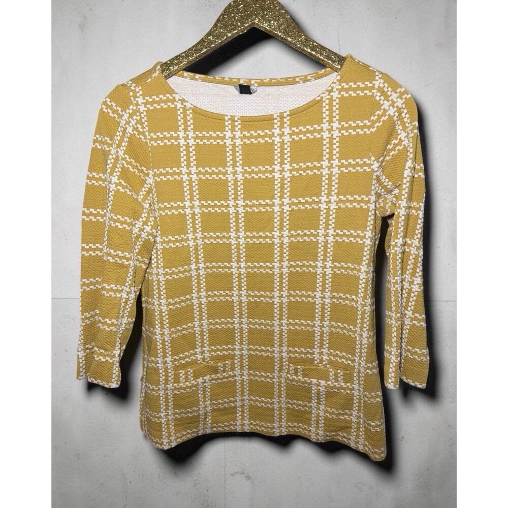 Ann Taylor Women’s Yellow Quilted Blouse‎ Work Top Size Medium